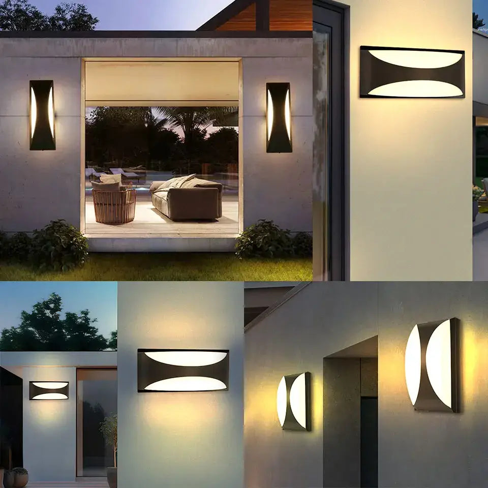 Modern black motion sensor outdoor wall light with frosted glass