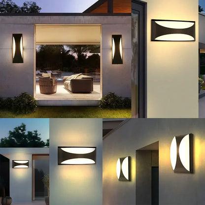 Modern black motion sensor outdoor wall light with frosted glass