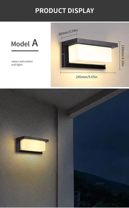 Modern black motion sensor outdoor wall light with frosted glass