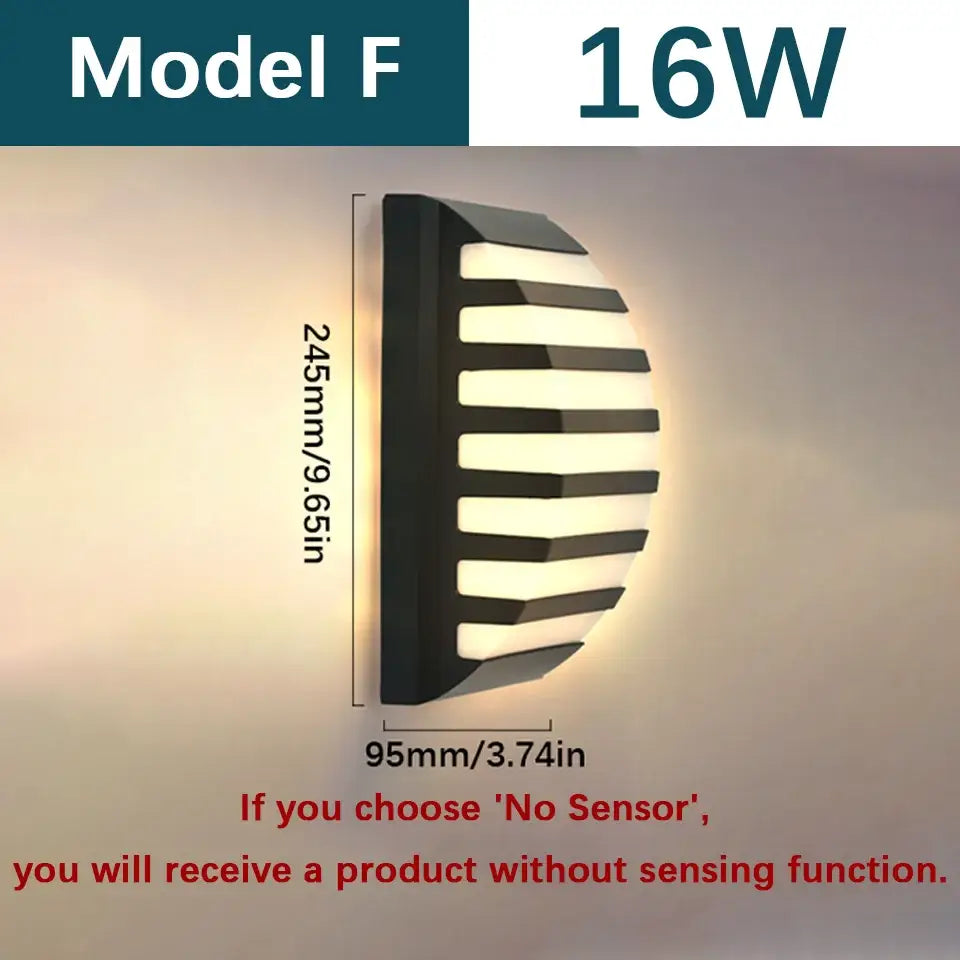 Modern black motion sensor outdoor wall light with frosted glass