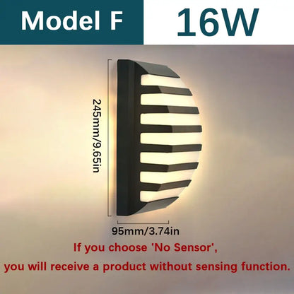 Modern black motion sensor outdoor wall light with frosted glass