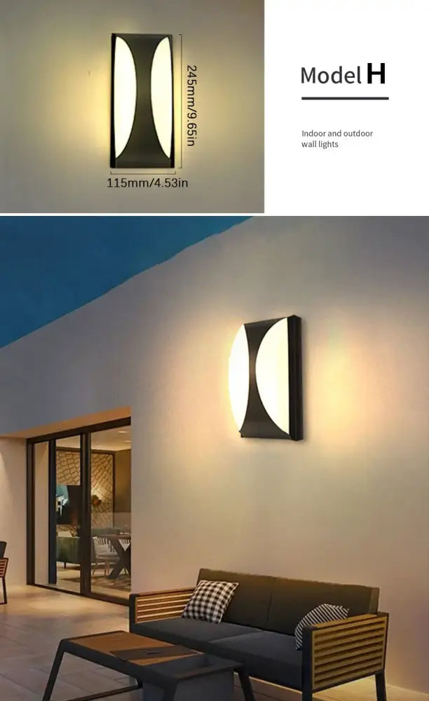 Modern black motion sensor outdoor wall light with frosted glass