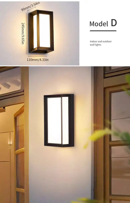 Modern black motion sensor outdoor wall light with frosted glass