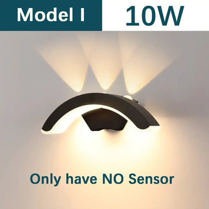 Modern black motion sensor outdoor wall light with frosted glass