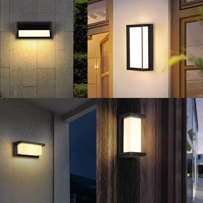 Modern black motion sensor outdoor wall light with frosted glass