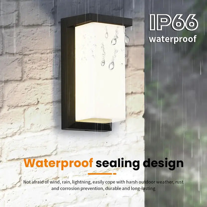 Modern black motion sensor outdoor wall light with frosted glass