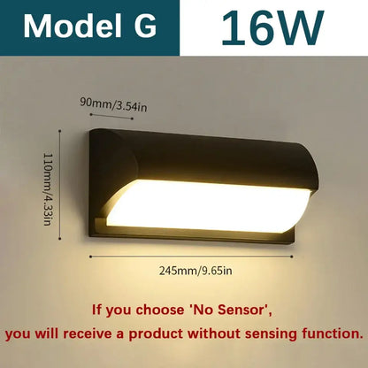 Modern black motion sensor outdoor wall light with frosted glass