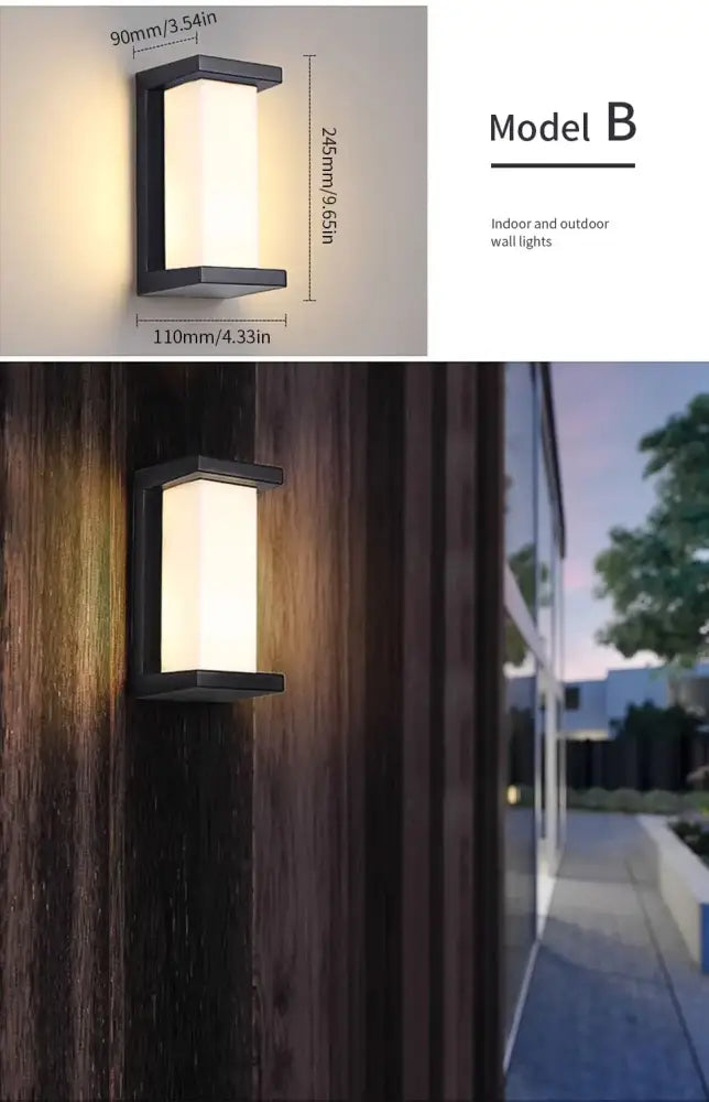 Modern black motion sensor outdoor wall light with frosted glass