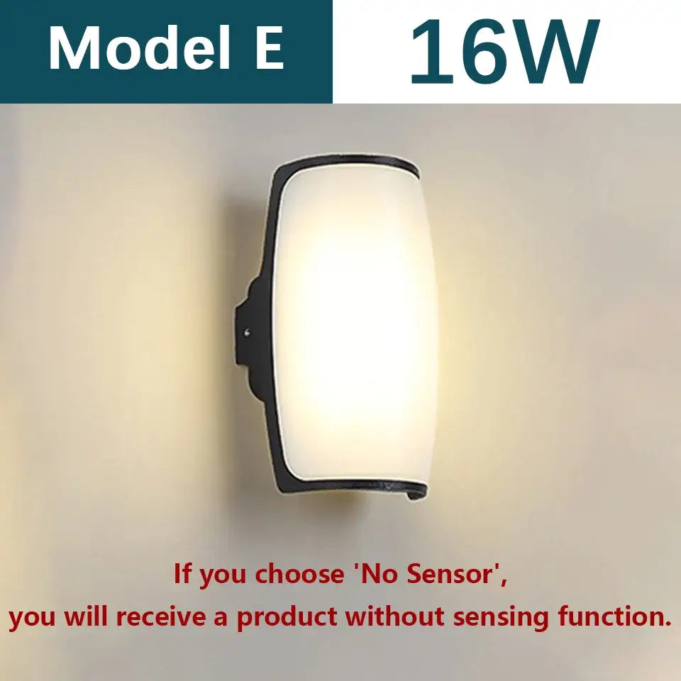 Modern black motion sensor outdoor wall light with frosted glass