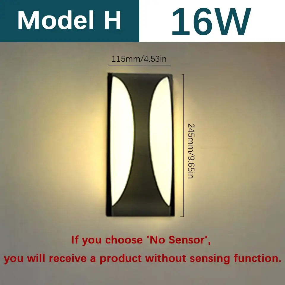 Modern black motion sensor outdoor wall light with frosted glass