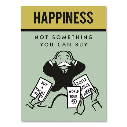 DecorBites™ Motivational Monopoly Millionaire Cartoon Canvas Wall Art