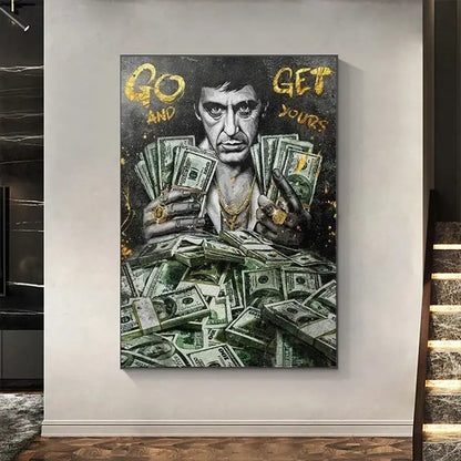 Tony montana go and get yours canvas wall art living room decor