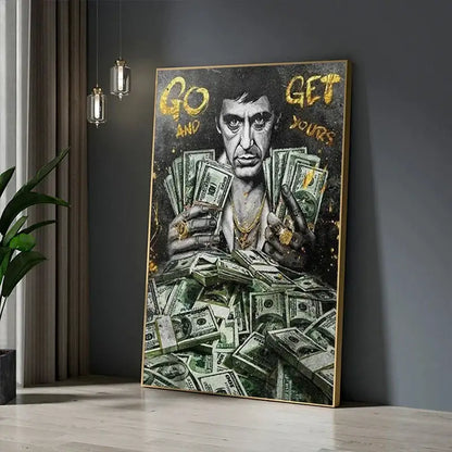 Tony montana go and get yours canvas wall art living room decor