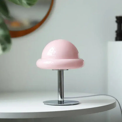 Retro bauhaus beige & orange mushroom table lamp bedroom accent