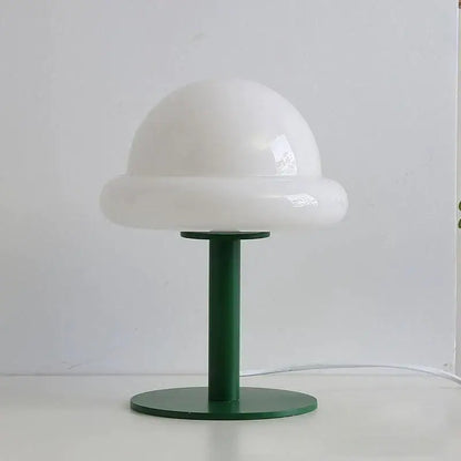 Retro bauhaus beige & orange mushroom table lamp bedroom accent