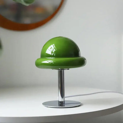Retro bauhaus beige & orange mushroom table lamp bedroom accent