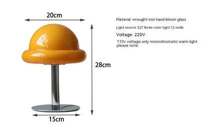 Retro bauhaus beige & orange mushroom table lamp bedroom accent