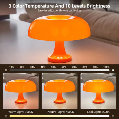 Modern orange mushroom table lamp bedroom decor