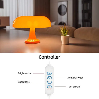 Modern orange mushroom table lamp bedroom decor