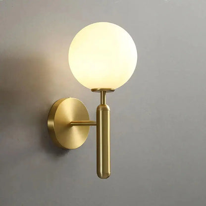 Luxury gold frosted glass globe wall sconce bedroom light