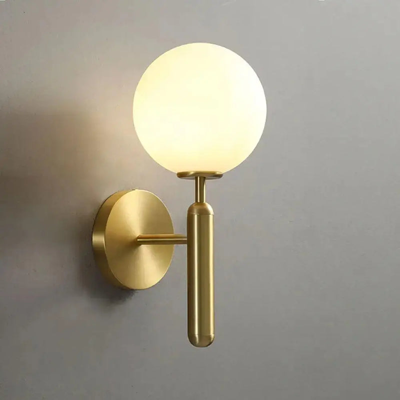 Luxury gold frosted glass globe wall sconce bedroom light