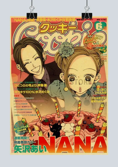 Retro nana anime kraft paper sticker bedroom wall art