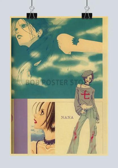 Retro yellow japan anime nana kraft poster set bedroom wall decor