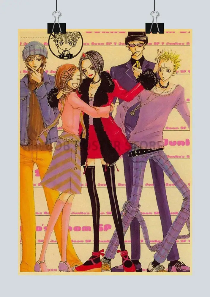 Nana anime retro poster yellow & blue bedroom nostalgic wall decor