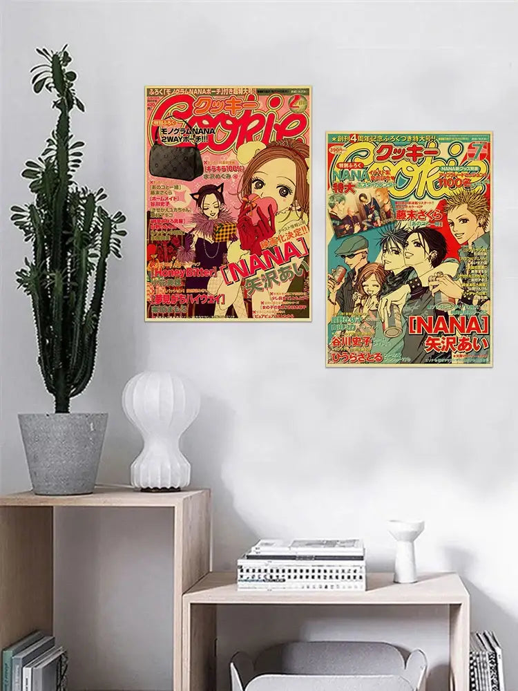 Nana anime retro poster yellow & blue bedroom nostalgic wall decor