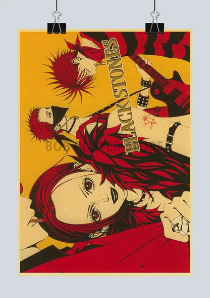 Nana anime retro poster yellow & blue bedroom nostalgic wall decor