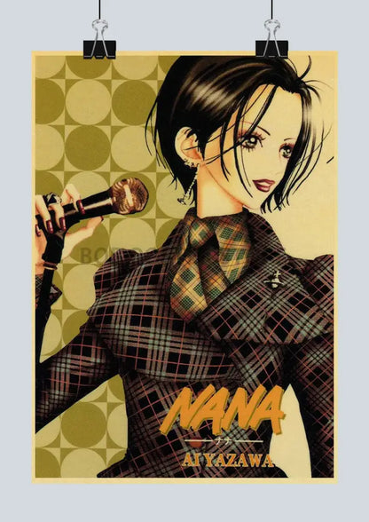 Nana anime retro poster yellow & blue bedroom nostalgic wall decor