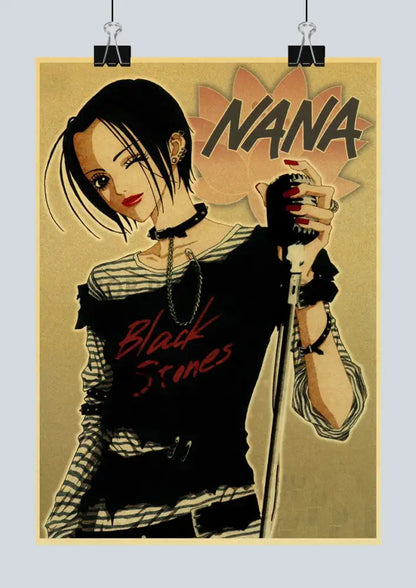 Nana anime retro poster yellow & blue bedroom nostalgic wall decor