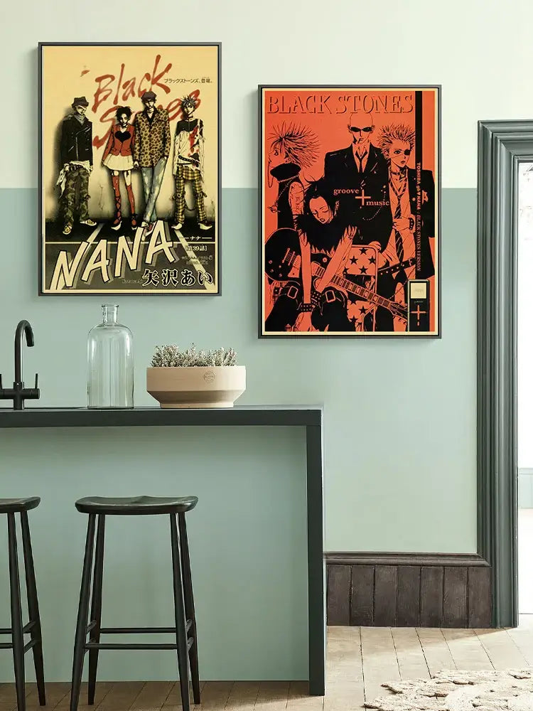 Nana anime retro poster set bedroom vintage wall art