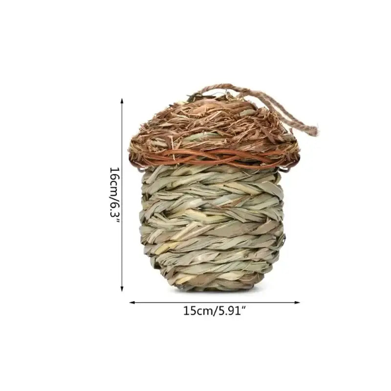Rustic handwoven natural grass bird cage outdoor garden decor