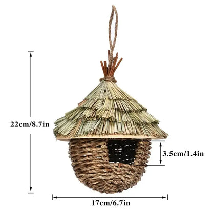 Rustic handwoven natural grass bird cage outdoor garden decor