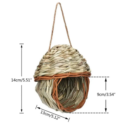 Rustic handwoven natural grass bird cage outdoor garden decor