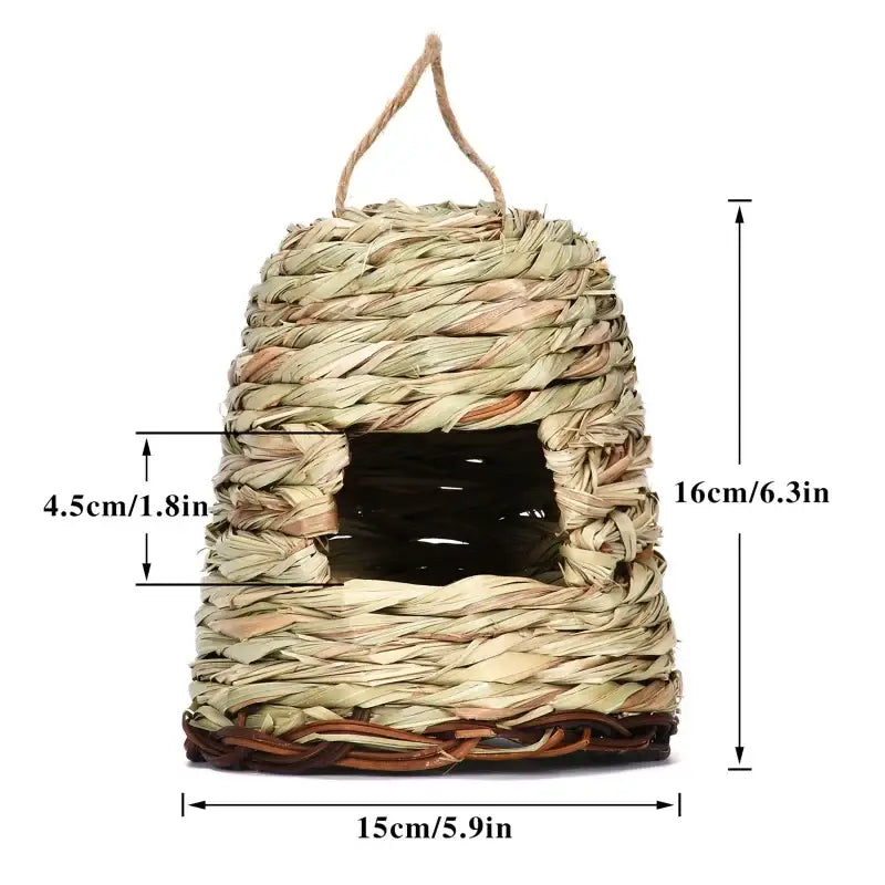 Rustic handwoven natural grass bird cage outdoor garden decor