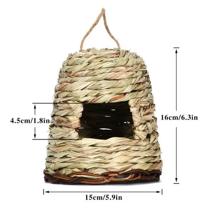 Rustic handwoven natural grass bird cage outdoor garden decor