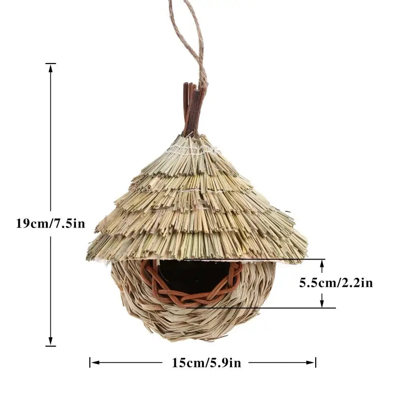 Rustic handwoven natural grass bird cage outdoor garden decor