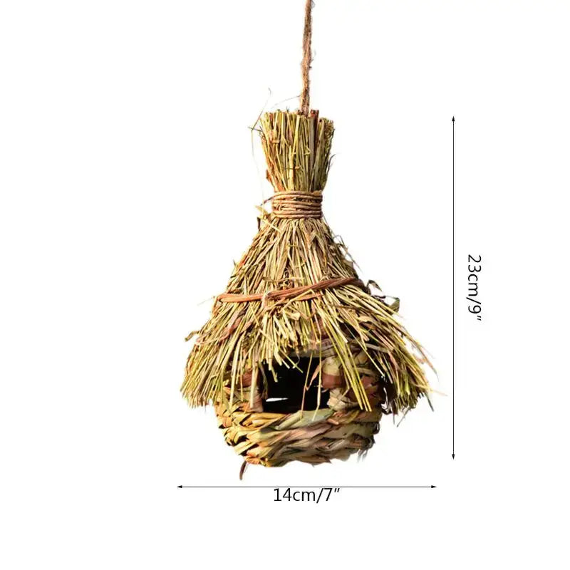 Rustic handwoven natural grass bird cage outdoor garden decor