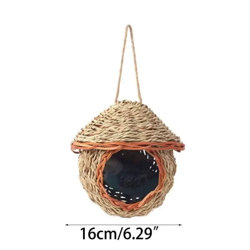 Rustic handwoven natural grass bird cage outdoor garden decor