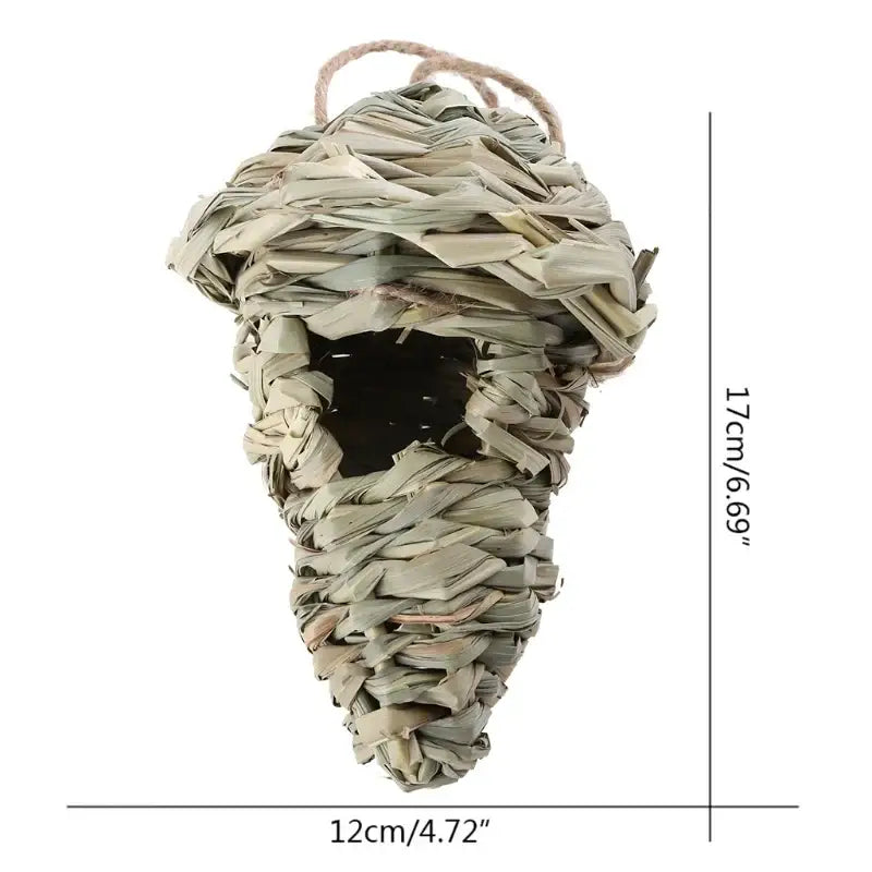 Rustic handwoven natural grass bird cage outdoor garden decor