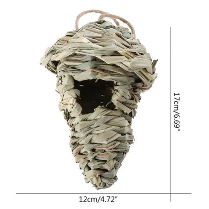 Rustic handwoven natural grass bird cage outdoor garden decor