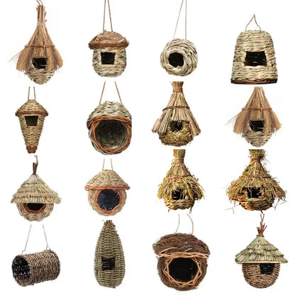 Handwoven natural grass parrot nest outdoor garden bird cage