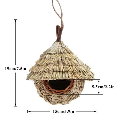 Handwoven natural grass parrot nest outdoor garden bird cage