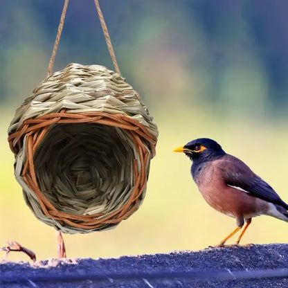 Handwoven natural grass parrot nest outdoor garden bird cage
