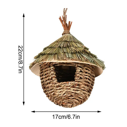 Rustic woven natural grass bird house outdoor decor garden nest