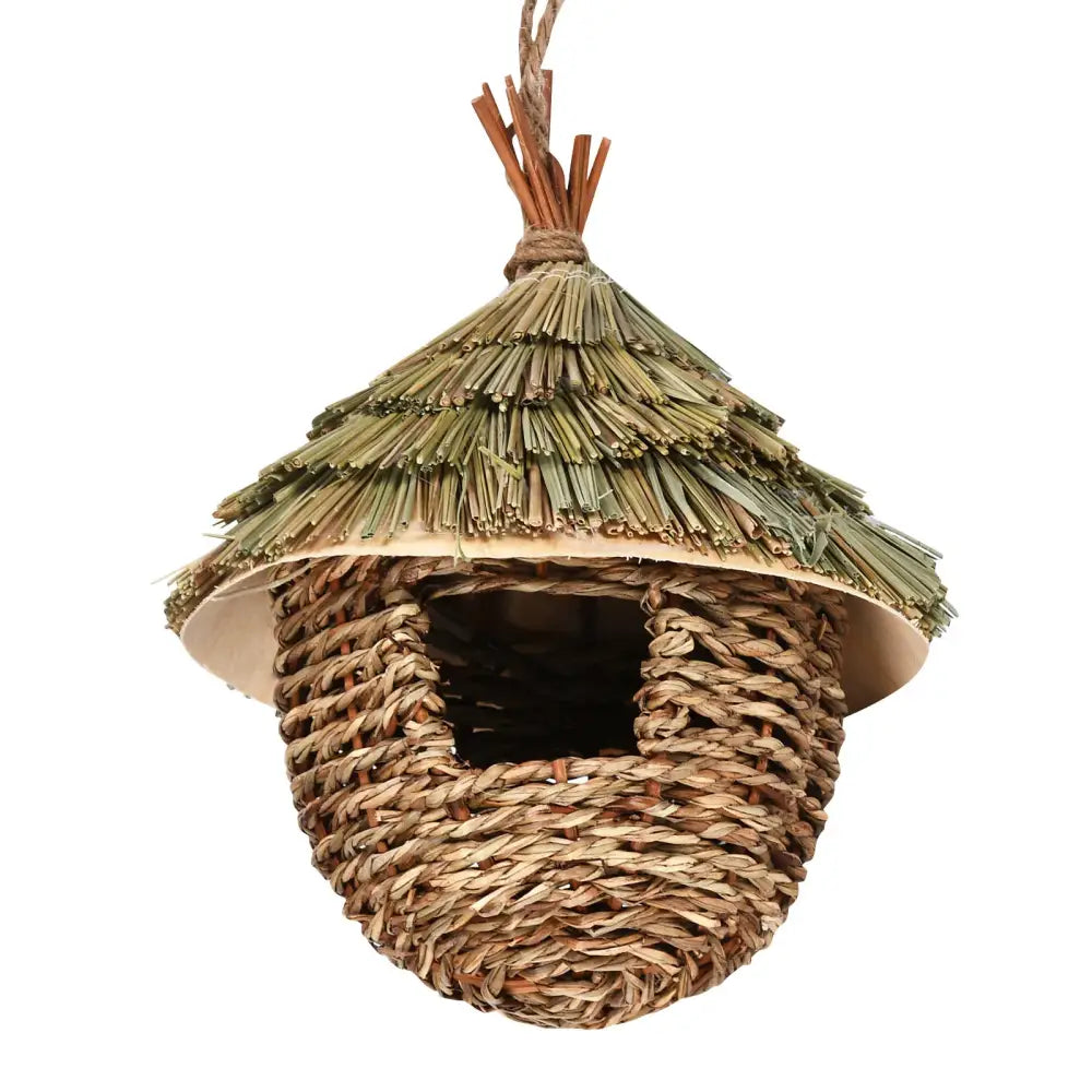 Rustic woven natural grass bird house outdoor decor garden nest