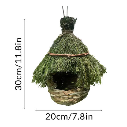 Rustic woven natural grass bird house outdoor decor garden nest