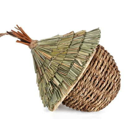 Rustic woven natural grass bird house outdoor decor garden nest